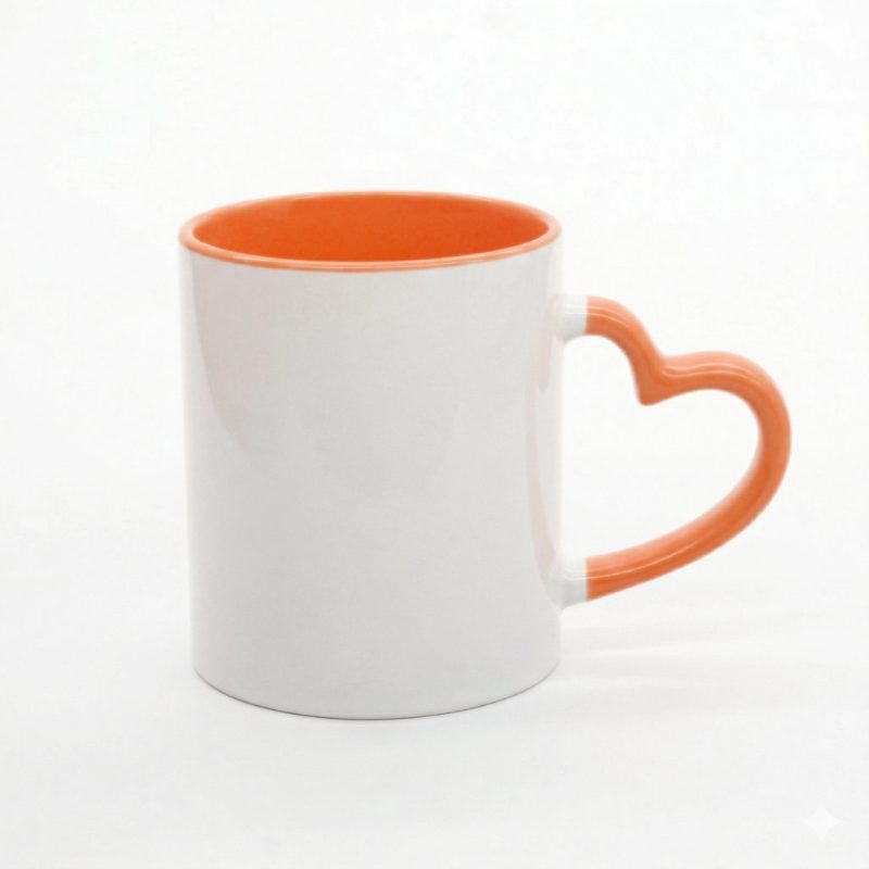 Buy 3 Tone Heart Handle — Orange — Custom Printed Mug from Mug Factory